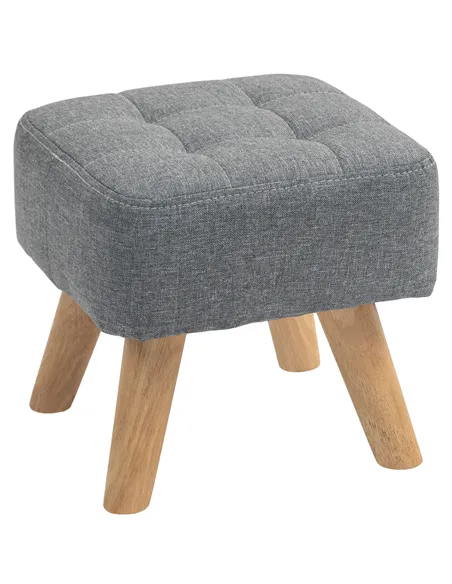 HOMCOM Linen-Look Square Padded Footstool - Grey