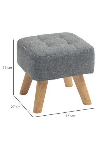 HOMCOM Linen-Look Square Padded Footstool - Grey