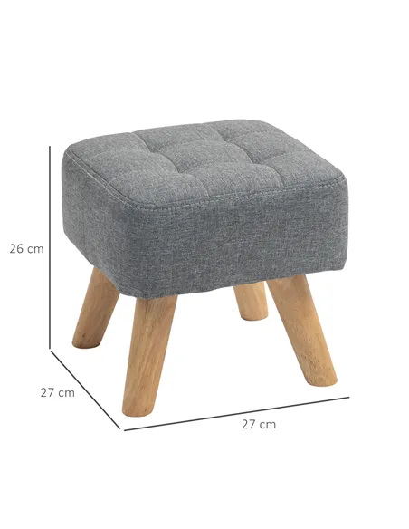 HOMCOM Linen-Look Square Padded Footstool - Grey