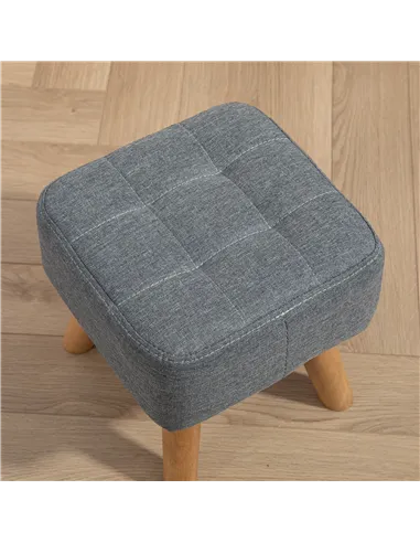 HOMCOM Linen-Look Square Padded Footstool - Grey
