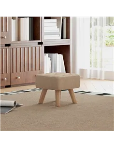 HOMCOM Linen-Look Square Padded Footstool - Brown 2