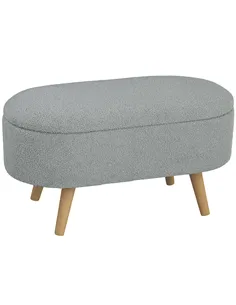 HOMCOM Teddy Fleece Storage Ottoman - Grey