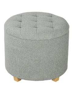 HOMCOM 40.5L Teddy Fleece Storage Ottoman - Grey