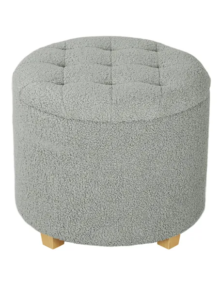 HOMCOM 40.5L Teddy Fleece Storage Ottoman - Grey
