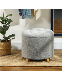 HOMCOM 40.5L Teddy Fleece Storage Ottoman - Grey 2