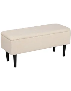 HOMCOM 47L Teddy Fleece Storage Ottoman - Cream