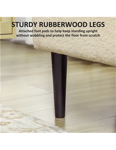 HOMCOM 47L Teddy Fleece Storage Ottoman - Cream