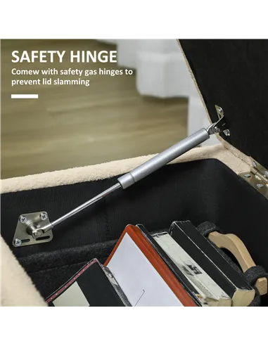 HOMCOM 47L Teddy Fleece Storage Ottoman - Cream