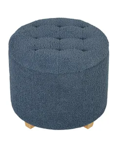HOMCOM 40.5L Teddy Fleece Storage Ottoman - Blue