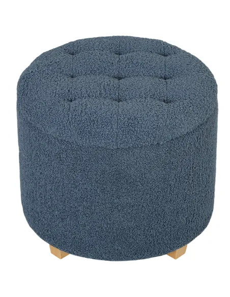 HOMCOM 40.5L Teddy Fleece Storage Ottoman - Blue