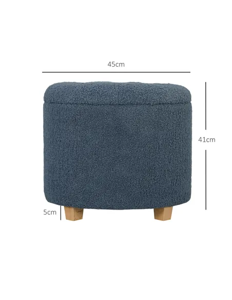 HOMCOM 40.5L Teddy Fleece Storage Ottoman - Blue