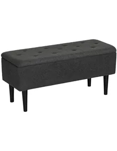 HOMCOM 47L Teddy Fleece Storage Ottoman - Dark Grey