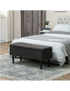 HOMCOM 47L Teddy Fleece Storage Ottoman - Dark Grey 2