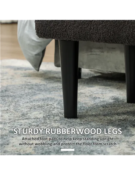 HOMCOM 47L Teddy Fleece Storage Ottoman - Dark Grey