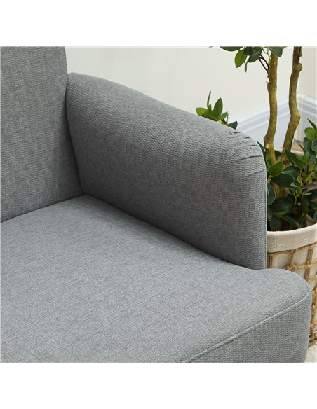HOMCOM Velvet Feel Fabric 2 Seater Sofa, Small Sofa Loveseat with 21cm Thick Padding and Wood Legs, Grey