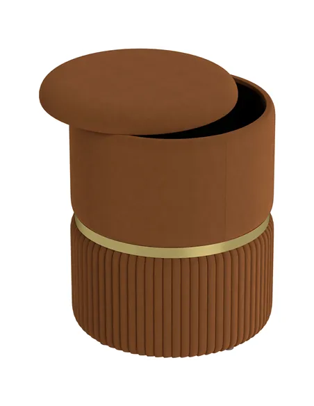 HOMCOM Velvet-Feel Storage Ottoman - Brown