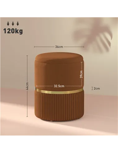 HOMCOM Velvet-Feel Storage Ottoman - Brown