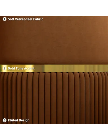 HOMCOM Velvet-Feel Storage Ottoman - Brown