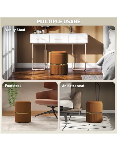 HOMCOM Velvet-Feel Storage Ottoman - Brown