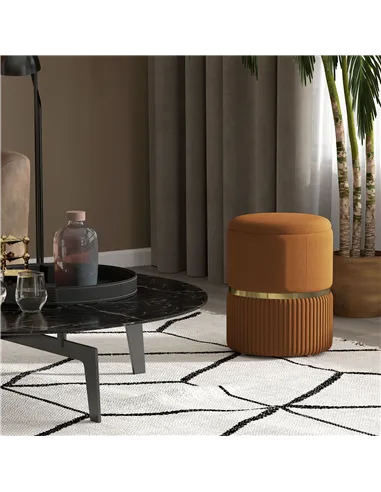 HOMCOM Velvet-Feel Storage Ottoman - Brown