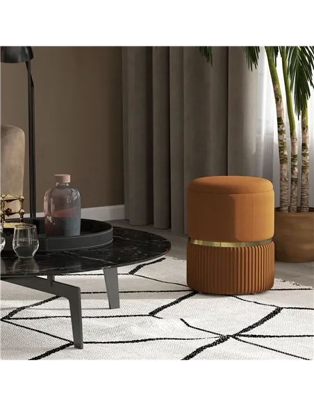 HOMCOM Velvet-Feel Storage Ottoman - Brown