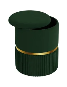 HOMCOM Velvet-Feel Storage Ottoman - Green