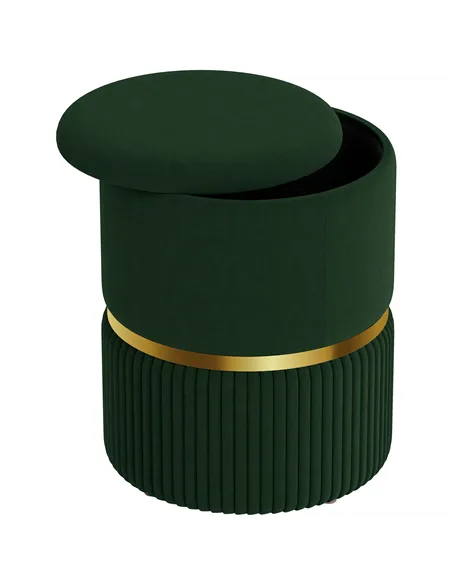 HOMCOM Velvet-Feel Storage Ottoman - Green