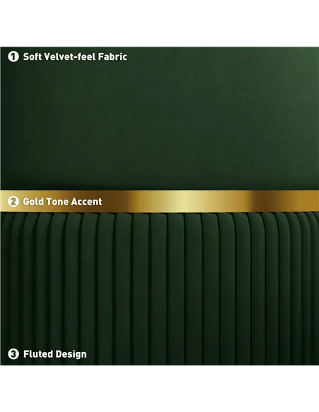 HOMCOM Velvet-Feel Storage Ottoman - Green