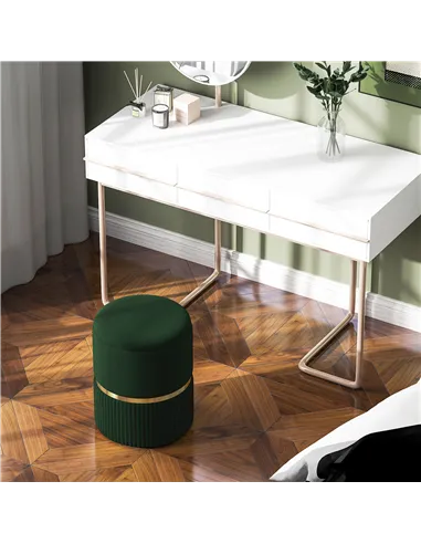 HOMCOM Velvet-Feel Storage Ottoman - Green