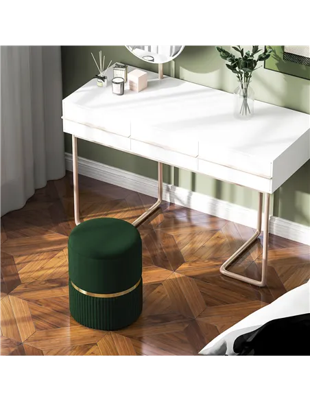 HOMCOM Velvet-Feel Storage Ottoman - Green