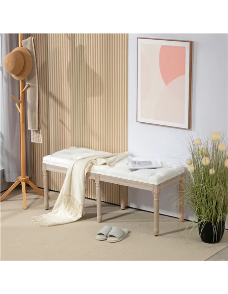 HOMCOM Vintage French Look Bed End Bench - Cream White