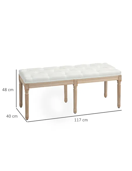HOMCOM Vintage French Look Bed End Bench - Cream White