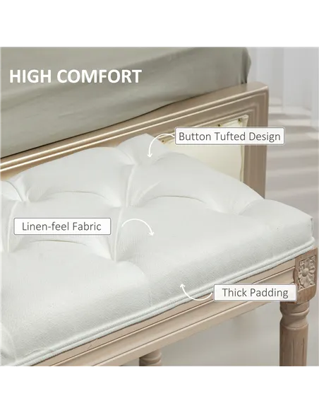 HOMCOM Vintage French Look Bed End Bench - Cream White