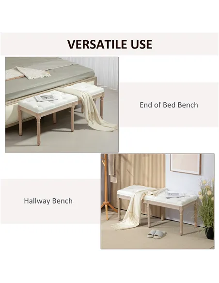 HOMCOM Vintage French Look Bed End Bench - Cream White