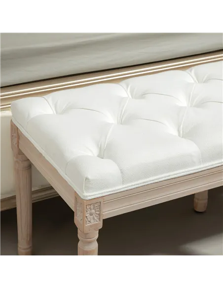 HOMCOM Vintage French Look Bed End Bench - Cream White