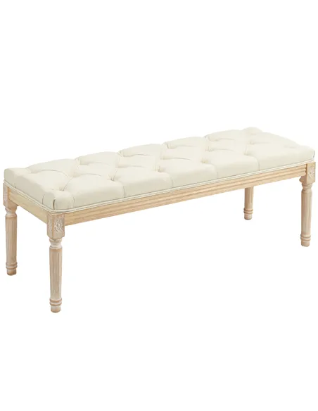 HOMCOM Vintage Wooden Bed End Bench - Cream White