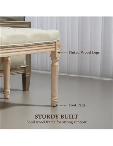 HOMCOM Vintage Wooden Bed End Bench - Cream White