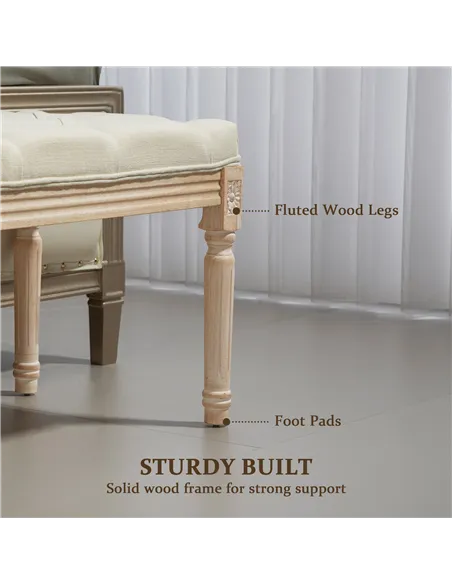 HOMCOM Vintage Wooden Bed End Bench - Cream White