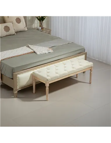 HOMCOM Vintage Wooden Bed End Bench - Cream White