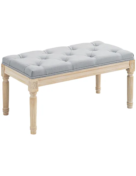 HOMCOM Vintage Wooden Bed End Bench - Light Grey