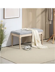 HOMCOM Vintage Wooden Bed End Bench - Light Grey 2