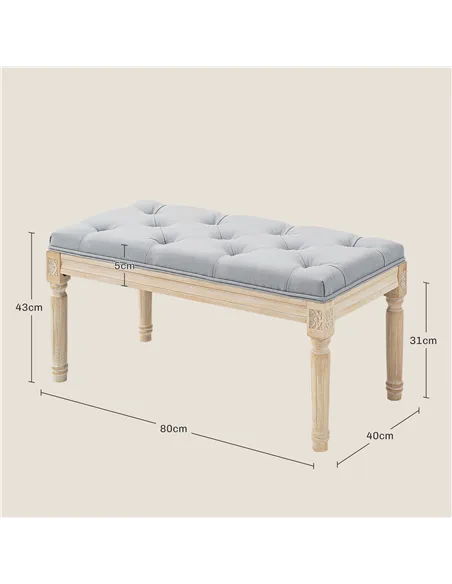HOMCOM Vintage Wooden Bed End Bench - Light Grey