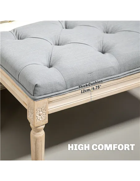 HOMCOM Vintage Wooden Bed End Bench - Light Grey