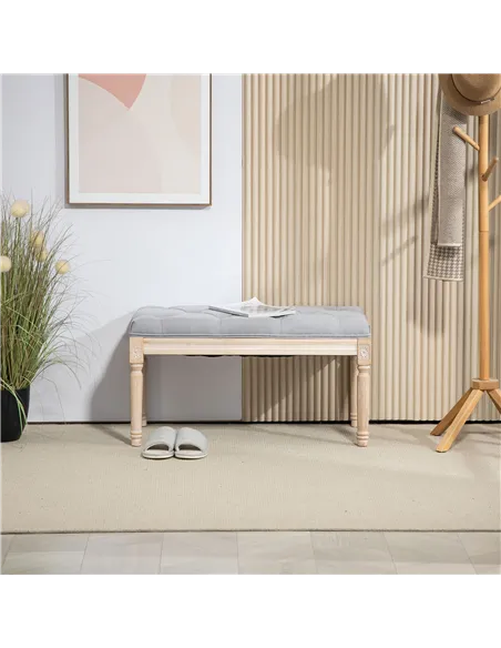 HOMCOM Vintage Wooden Bed End Bench - Light Grey