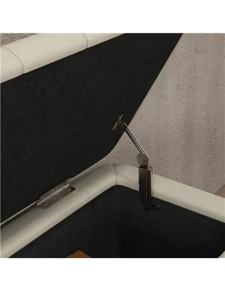 HOMCOM Linen-Look 92 x 31cm Storage Ottoman - Cream White