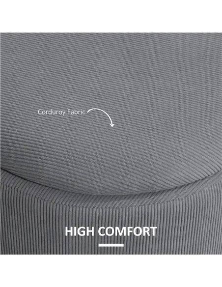 HOMCOM Set of Two Corduroy Storage Ottomans - Grey