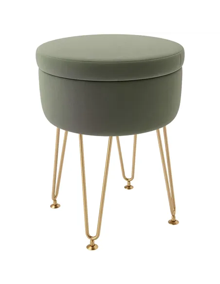 HOMCOM 5L Velvet-Feel Storage Ottoman - Green