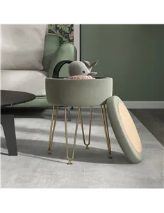 HOMCOM 5L Velvet-Feel Storage Ottoman - Green 2