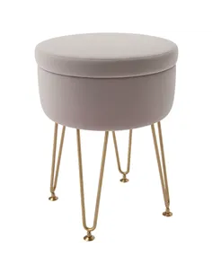 HOMCOM 5L Velvet-Feel Storage Ottoman - Light Pink