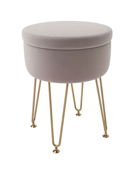 HOMCOM 5L Velvet-Feel Storage Ottoman - Light Pink